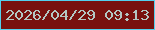 文字の大きさ：3、枠の色：53d0ed、背景の色：78110e、文字の色：b3c6c2 無料ブログパーツのブログ時計