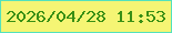 文字の大きさ：3、枠の色：53e1bc、背景の色：f5f574、文字の色：398f15 無料ブログパーツのブログ時計