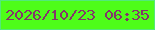 文字の大きさ：3、枠の色：53e87b、背景の色：4efd19、文字の色：84356b 無料ブログパーツのブログ時計