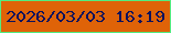 文字の大きさ：3、枠の色：53eb80、背景の色：df6308、文字の色：0c125d 無料ブログパーツのブログ時計