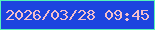 文字の大きさ：4、枠の色：53f4ba、背景の色：1c44df、文字の色：f3becb 無料ブログパーツのブログ時計