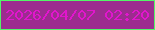 文字の大きさ：3、枠の色：53f568、背景の色：9c2c8f、文字の色：e116cd 無料ブログパーツのブログ時計