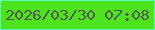 文字の大きさ：3、枠の色：53febd、背景の色：4fe31e、文字の色：4f5c55 無料ブログパーツのブログ時計