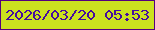 文字の大きさ：1、枠の色：54007f、背景の色：cbe21f、文字の色：450c9e 無料ブログパーツのブログ時計