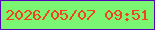 文字の大きさ：5、枠の色：5405ba、背景の色：7af673、文字の色：f6421c 無料ブログパーツのブログ時計