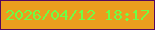 文字の大きさ：1、枠の色：54075f、背景の色：eb9d1e、文字の色：6dfe46 無料ブログパーツのブログ時計