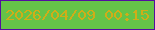 文字の大きさ：2、枠の色：540e9f、背景の色：65c348、文字の色：d0ad18 無料ブログパーツのブログ時計