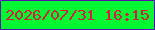 文字の大きさ：5、枠の色：5412ac、背景の色：00f731、文字の色：d51f41 無料ブログパーツのブログ時計