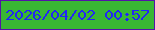 文字の大きさ：3、枠の色：5413a8、背景の色：39b734、文字の色：2126f5 無料ブログパーツのブログ時計