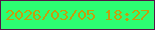 文字の大きさ：2、枠の色：541547、背景の色：2cfe72、文字の色：c49e0c 無料ブログパーツのブログ時計