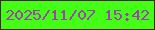 文字の大きさ：3、枠の色：541d15、背景の色：42ff15、文字の色：a141af 無料ブログパーツのブログ時計