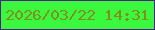 文字の大きさ：3、枠の色：541e89、背景の色：3af83d、文字の色：818f21 無料ブログパーツのブログ時計