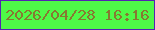 文字の大きさ：2、枠の色：5423b2、背景の色：4ef947、文字の色：877832 無料ブログパーツのブログ時計