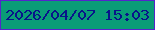 文字の大きさ：3、枠の色：5424cb、背景の色：0a9c77、文字の色：08148a 無料ブログパーツのブログ時計
