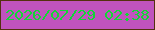 文字の大きさ：5、枠の色：54300f、背景の色：c053be、文字の色：12d636 無料ブログパーツのブログ時計