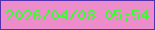 文字の大きさ：4、枠の色：5431ab、背景の色：ec8cca、文字の色：38fe30 無料ブログパーツのブログ時計
