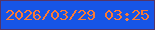 文字の大きさ：2、枠の色：543469、背景の色：1755e7、文字の色：fc7a34 無料ブログパーツのブログ時計
