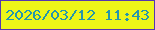 文字の大きさ：2、枠の色：5437b0、背景の色：edf618、文字の色：2496ac 無料ブログパーツのブログ時計