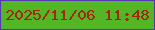 文字の大きさ：5、枠の色：5437b3、背景の色：53b624、文字の色：a82409 無料ブログパーツのブログ時計