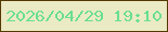 文字の大きさ：2、枠の色：543901、背景の色：eaeac4、文字の色：6adf91 無料ブログパーツのブログ時計