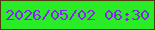 文字の大きさ：5、枠の色：543913、背景の色：29ec26、文字の色：8823f0 無料ブログパーツのブログ時計