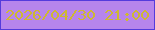 文字の大きさ：1、枠の色：543bdc、背景の色：b685ec、文字の色：ceb831 無料ブログパーツのブログ時計