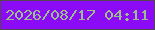 文字の大きさ：4、枠の色：54474e、背景の色：8b0bf7、文字の色：9bbe8c 無料ブログパーツのブログ時計