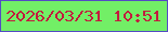 文字の大きさ：4、枠の色：544ac5、背景の色：72ef66、文字の色：c21c3e 無料ブログパーツのブログ時計