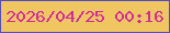 文字の大きさ：1、枠の色：544bc6、背景の色：f0c661、文字の色：d12e9d 無料ブログパーツのブログ時計