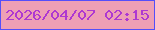 文字の大きさ：5、枠の色：544efa、背景の色：ee9fb5、文字の色：ae38d1 無料ブログパーツのブログ時計