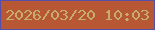 文字の大きさ：4、枠の色：544faa、背景の色：b75734、文字の色：c6ad6c 無料ブログパーツのブログ時計