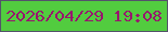 文字の大きさ：2、枠の色：54526b、背景の色：52cc3f、文字の色：98166e 無料ブログパーツのブログ時計