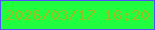 文字の大きさ：2、枠の色：5452fa、背景の色：21fd3f、文字の色：99be21 無料ブログパーツのブログ時計