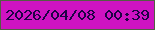 文字の大きさ：3、枠の色：545e43、背景の色：cf13c1、文字の色：1e0246 無料ブログパーツのブログ時計