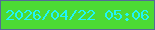 文字の大きさ：1、枠の色：546b96、背景の色：4cda34、文字の色：20f4f9 無料ブログパーツのブログ時計