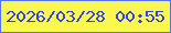 文字の大きさ：1、枠の色：5471ee、背景の色：faf74f、文字の色：3142ec 無料ブログパーツのブログ時計