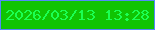 文字の大きさ：1、枠の色：5488fa、背景の色：10c403、文字の色：1bff53 無料ブログパーツのブログ時計