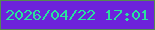 文字の大きさ：1、枠の色：548a51、背景の色：6d22db、文字の色：29e29d 無料ブログパーツのブログ時計