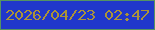 文字の大きさ：1、枠の色：549362、背景の色：2037cb、文字の色：ab9338 無料ブログパーツのブログ時計