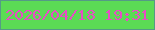 文字の大きさ：5、枠の色：549b86、背景の色：5bdb55、文字の色：e84dc5 無料ブログパーツのブログ時計