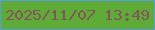 文字の大きさ：2、枠の色：549fe0、背景の色：5eab37、文字の色：83545c 無料ブログパーツのブログ時計