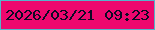 文字の大きさ：5、枠の色：54b3cb、背景の色：ed076e、文字の色：0d0a25 無料ブログパーツのブログ時計