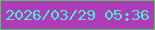 文字の大きさ：4、枠の色：54c664、背景の色：ae3cb9、文字の色：44f0cd 無料ブログパーツのブログ時計