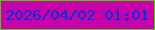 文字の大きさ：2、枠の色：54ca00、背景の色：c602ab、文字の色：0c2ed8 無料ブログパーツのブログ時計