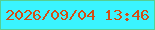 文字の大きさ：1、枠の色：54cf94、背景の色：3af4ff、文字の色：d34e15 無料ブログパーツのブログ時計