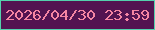 文字の大きさ：4、枠の色：54d1ad、背景の色：531451、文字の色：f585a3 無料ブログパーツのブログ時計