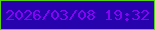 文字の大きさ：3、枠の色：54d318、背景の色：2703ae、文字の色：8204f2 無料ブログパーツのブログ時計