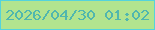 文字の大きさ：2、枠の色：54d3dc、背景の色：b2e48f、文字の色：50b7ae 無料ブログパーツのブログ時計