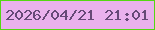 文字の大きさ：1、枠の色：54d713、背景の色：e9b1ed、文字の色：664977 無料ブログパーツのブログ時計