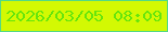 文字の大きさ：1、枠の色：54d984、背景の色：d3f903、文字の色：67e50c 無料ブログパーツのブログ時計